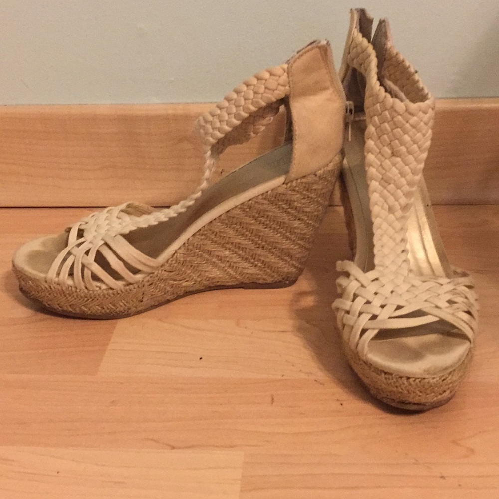 White wedge heels
